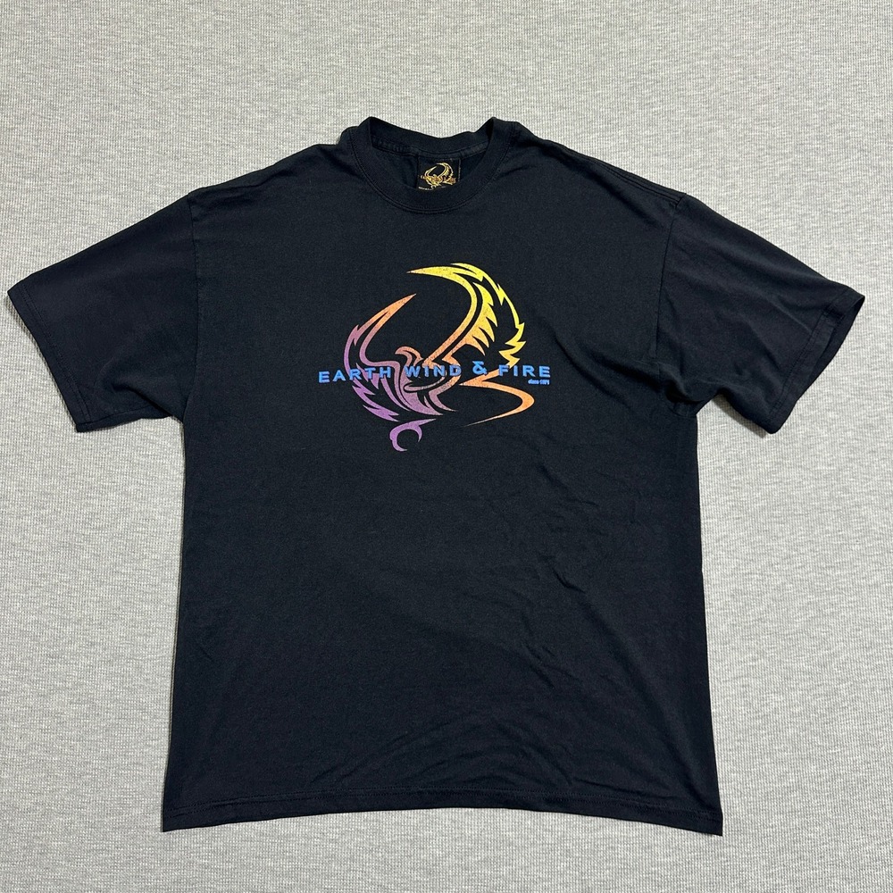 Earth Wind & Fire Y2K 2000s Official Gear Phoenix Soul Graphic Tee Black Mens L